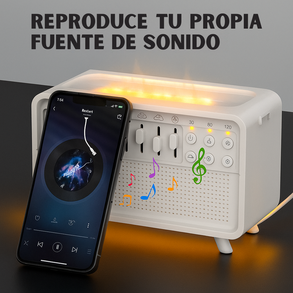 SueñoZen 5 en 1 – Ruido Blanco, Aromaterapia, Luz Nocturna y Bluetooth