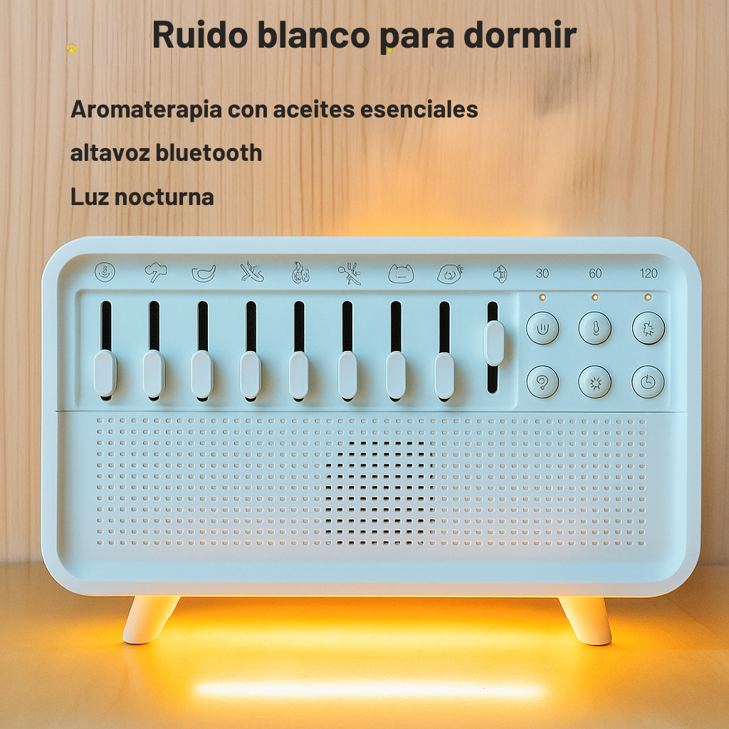 SueñoZen 5 en 1 – Ruido Blanco, Aromaterapia, Luz Nocturna y Bluetooth