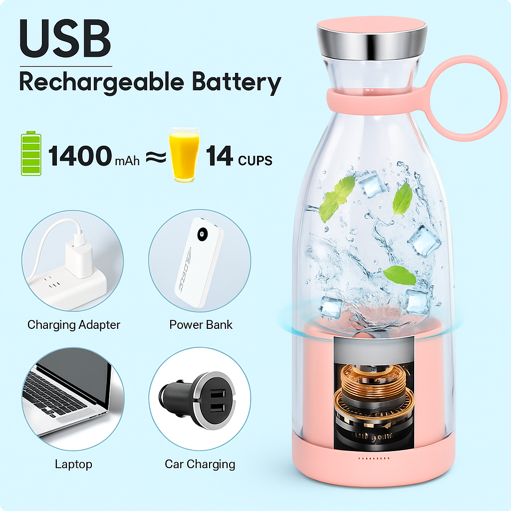 JuiceIt™ Portable Blender Bottle – Wireless Smoothie Maker for Home & Travel